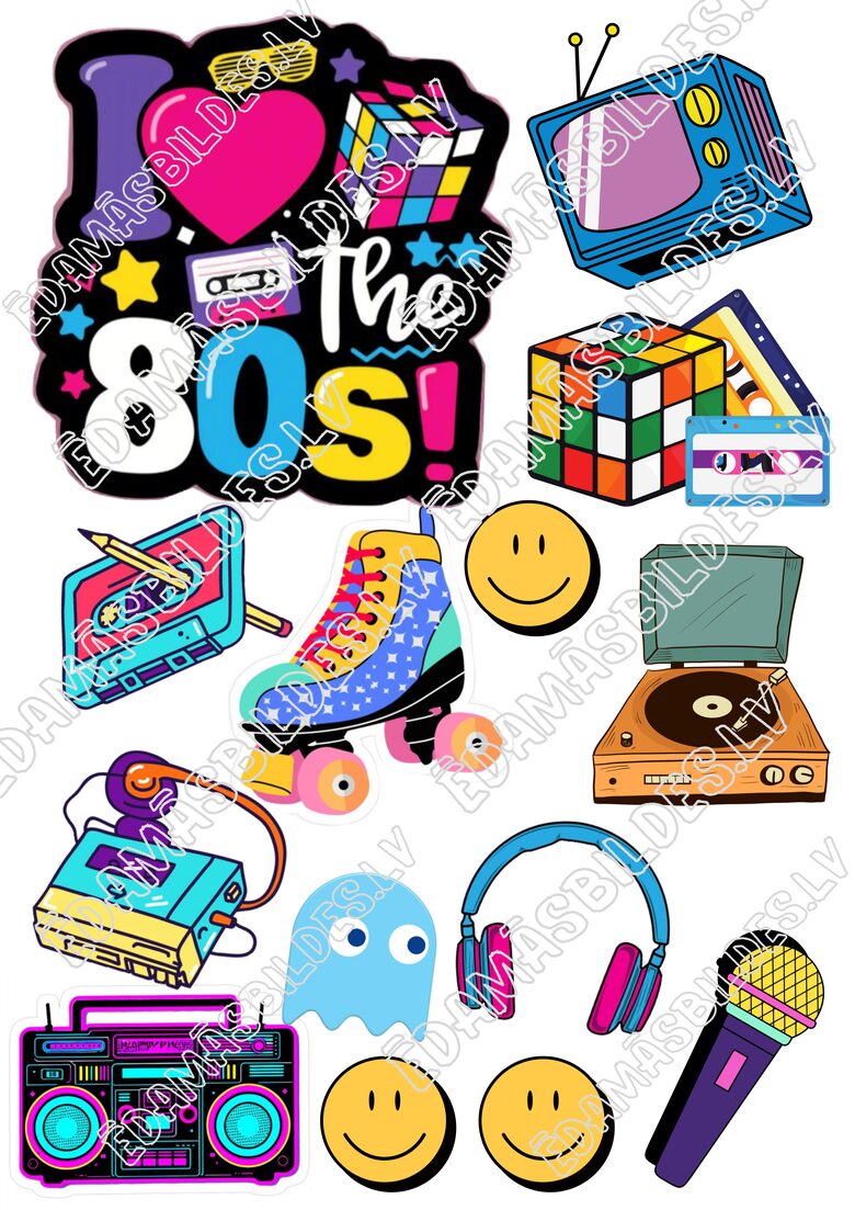 Cukura papīrs ar apdruku "Back To The 80s" Nr2